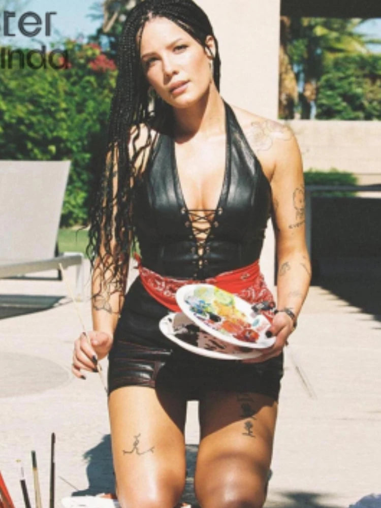 Black Leather Crop Top