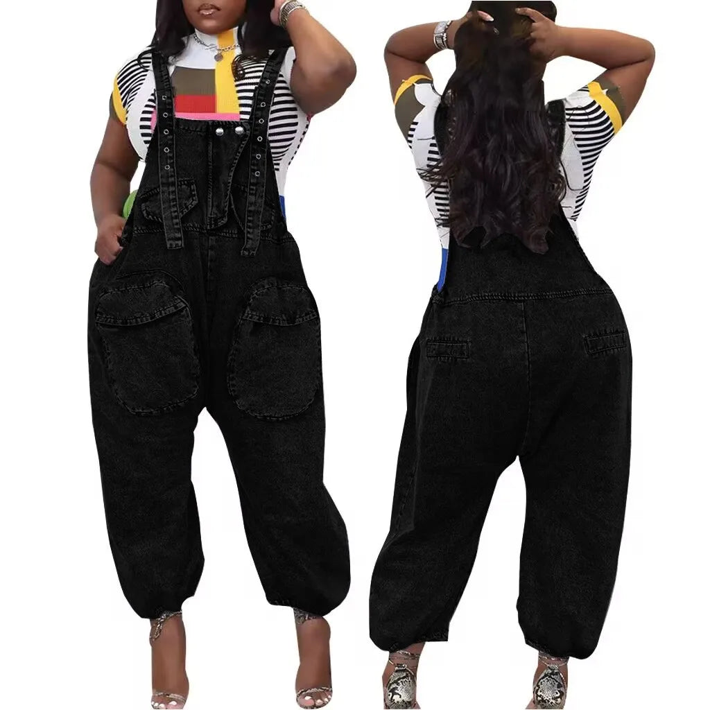 Versatile Jean Wide Leg Overalls