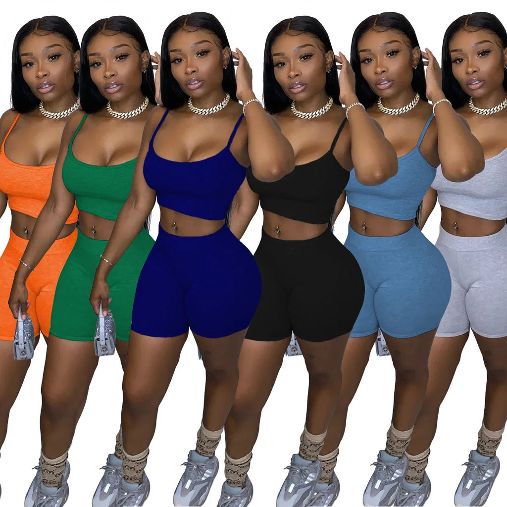 Crop Top Shorts Two Piece Set