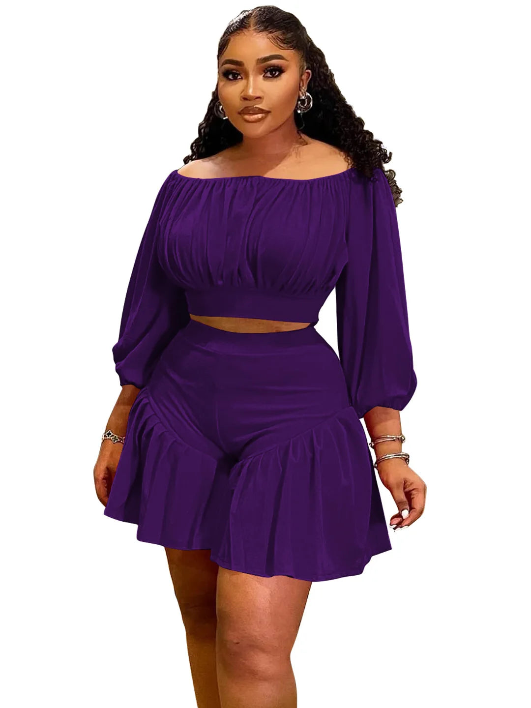 Ruffled Two 2 Piece Set With Shorts