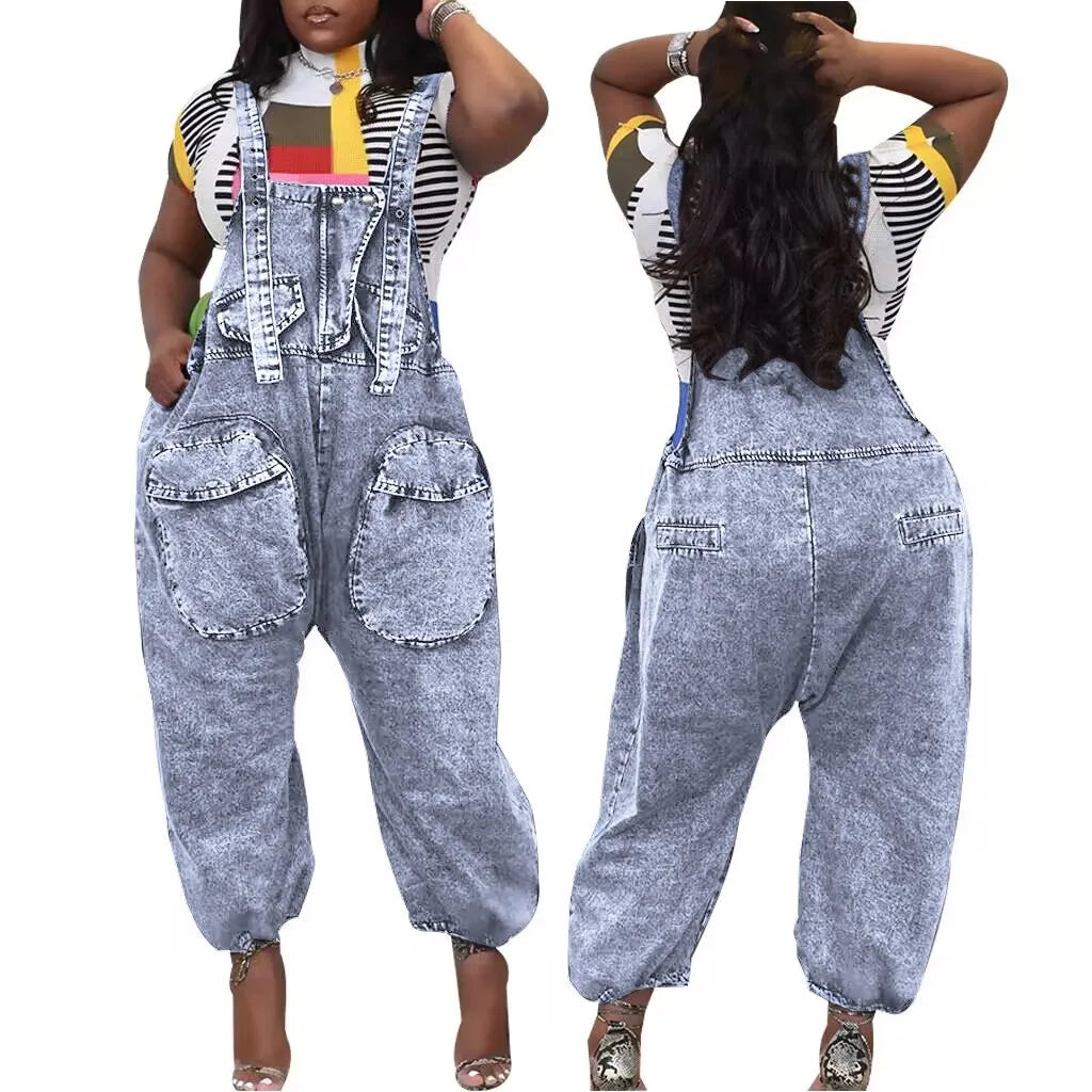 Versatile Jean Wide Leg Overalls