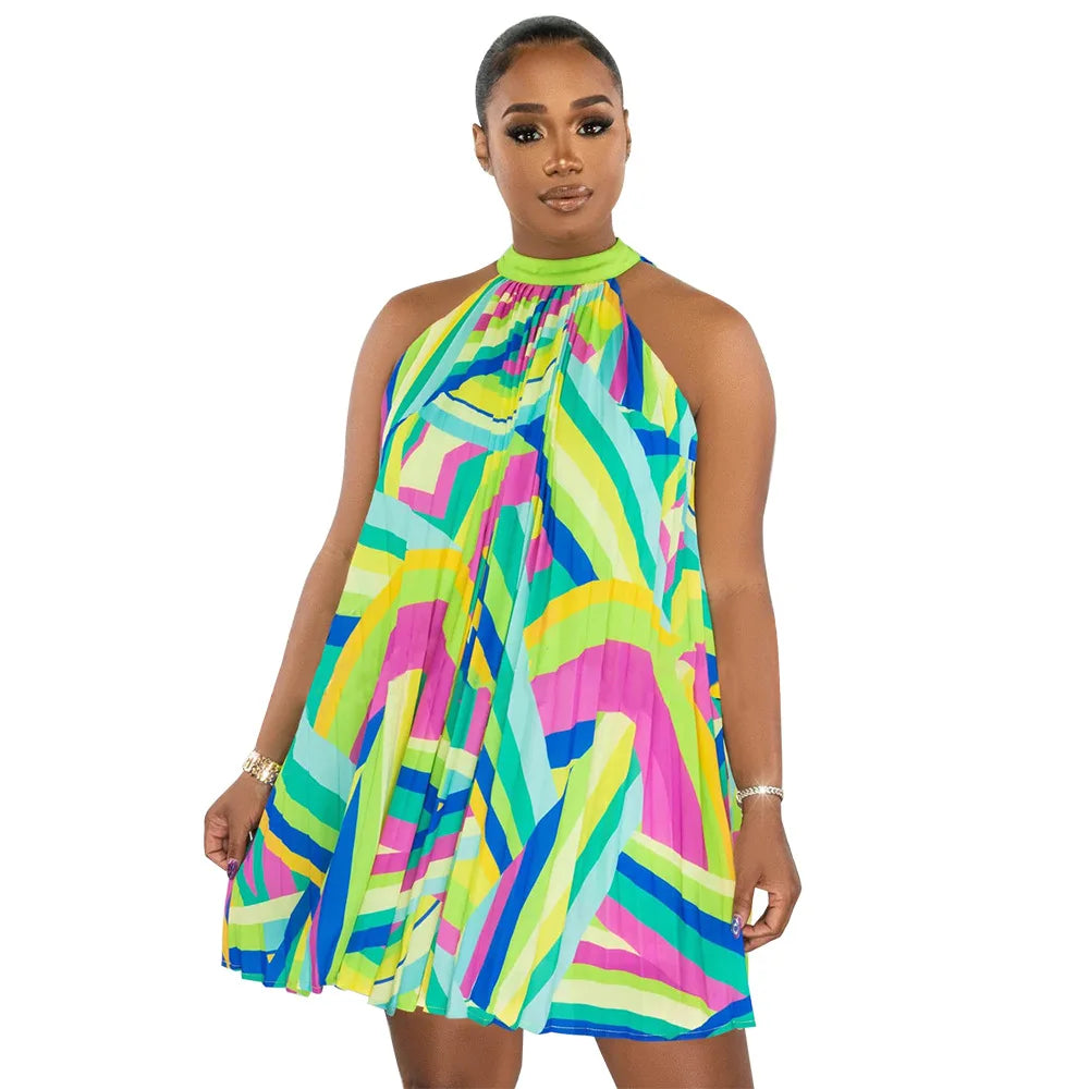 Off Shoulder Sleeveless Halter Dress