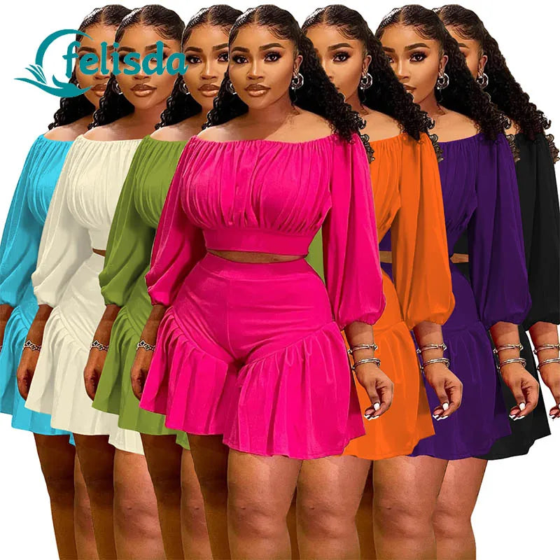 Ruffled Two 2 Piece Set With Shorts
