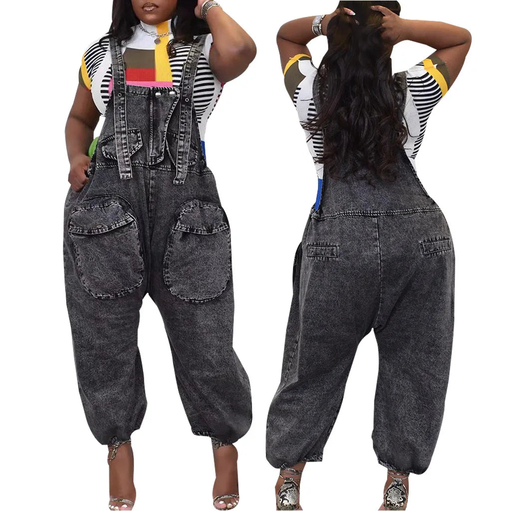 Versatile Jean Wide Leg Overalls