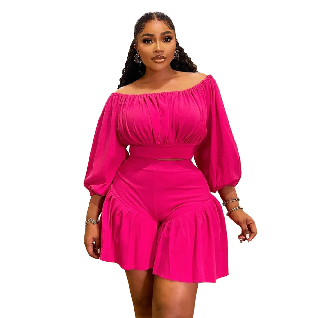 Ruffled Two 2 Piece Set With Shorts