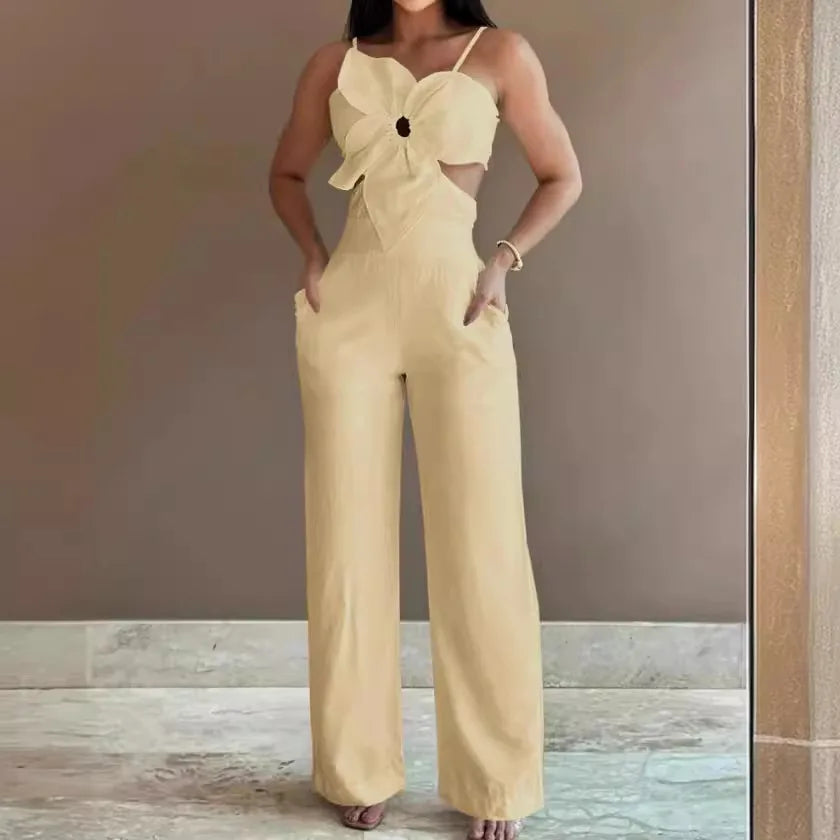 Casual Solid Color Jumpsuit