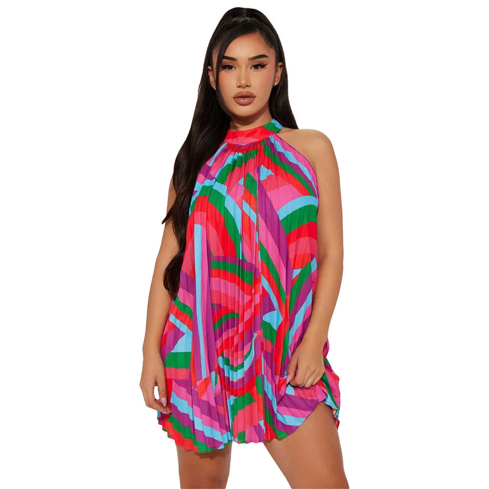 Off Shoulder Sleeveless Halter Dress