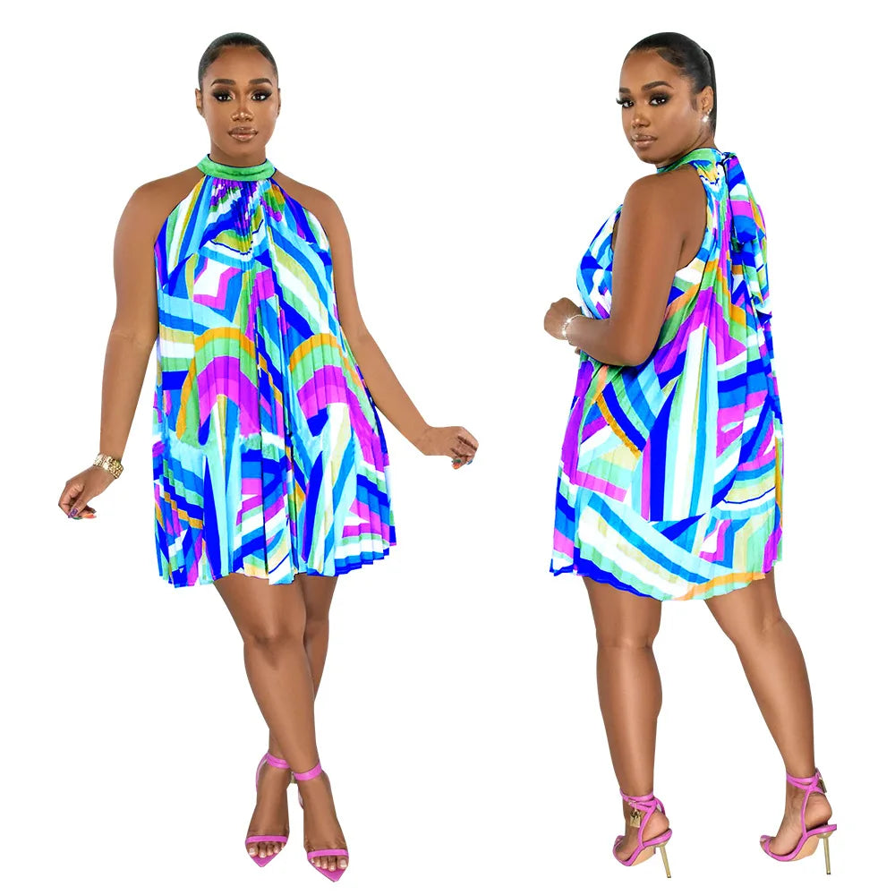 Off Shoulder Sleeveless Halter Dress
