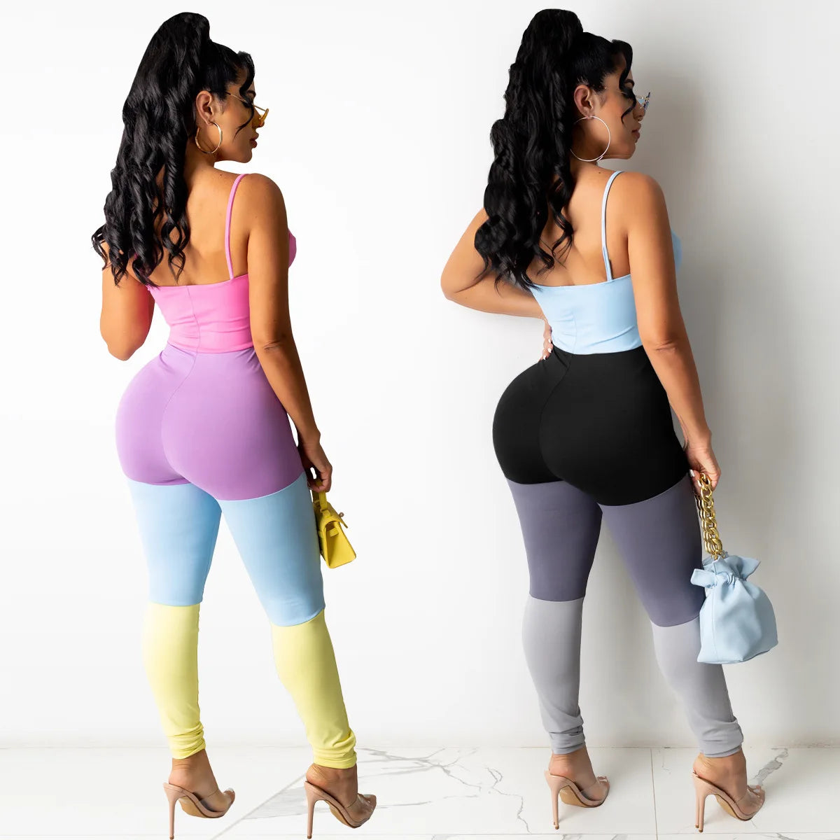 Casual Multi-Color Vest Suspender Jumpsuit