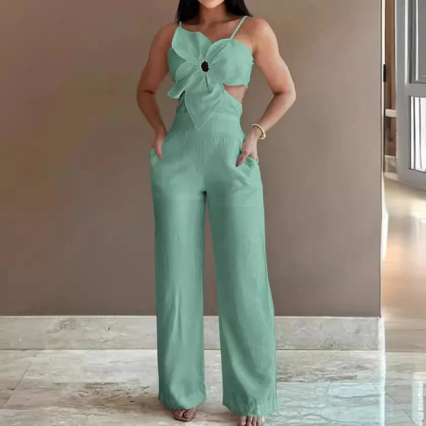 Casual Solid Color Jumpsuit