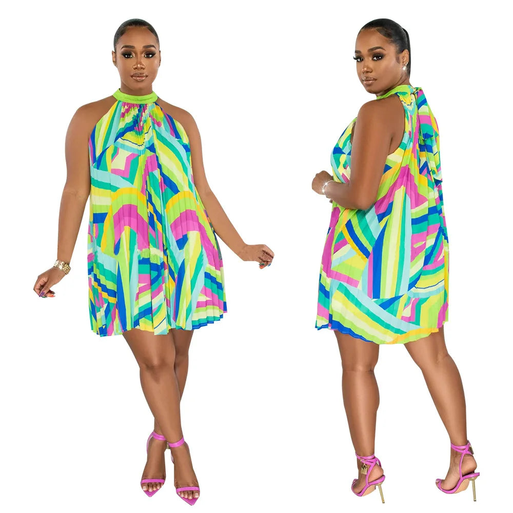 Off Shoulder Sleeveless Halter Dress