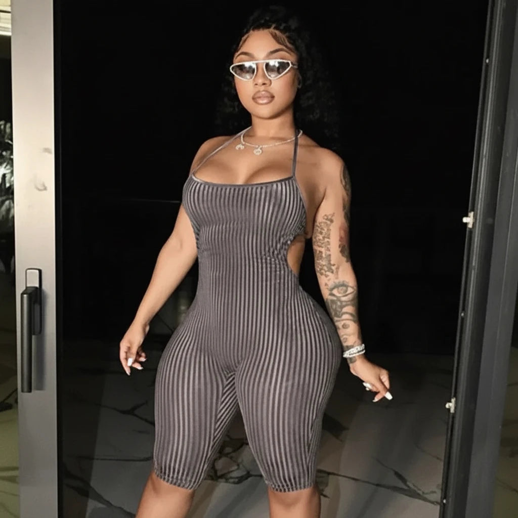 Solid Color Velvet One Piece Halter Bodysuit