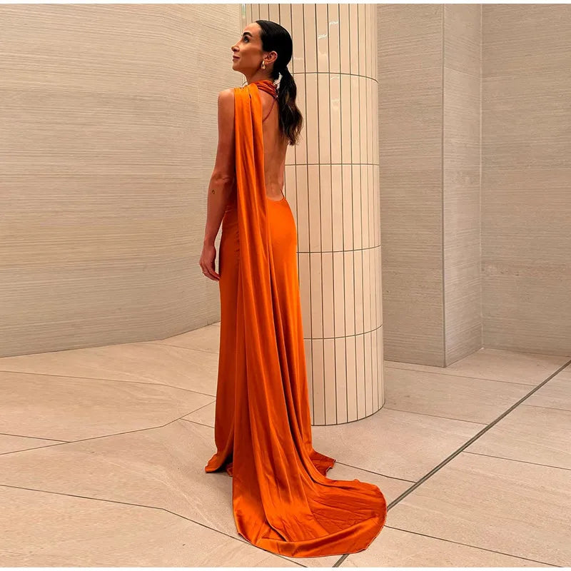 Elegant Halter Backless Off Shoulder Sleeveless Dresses