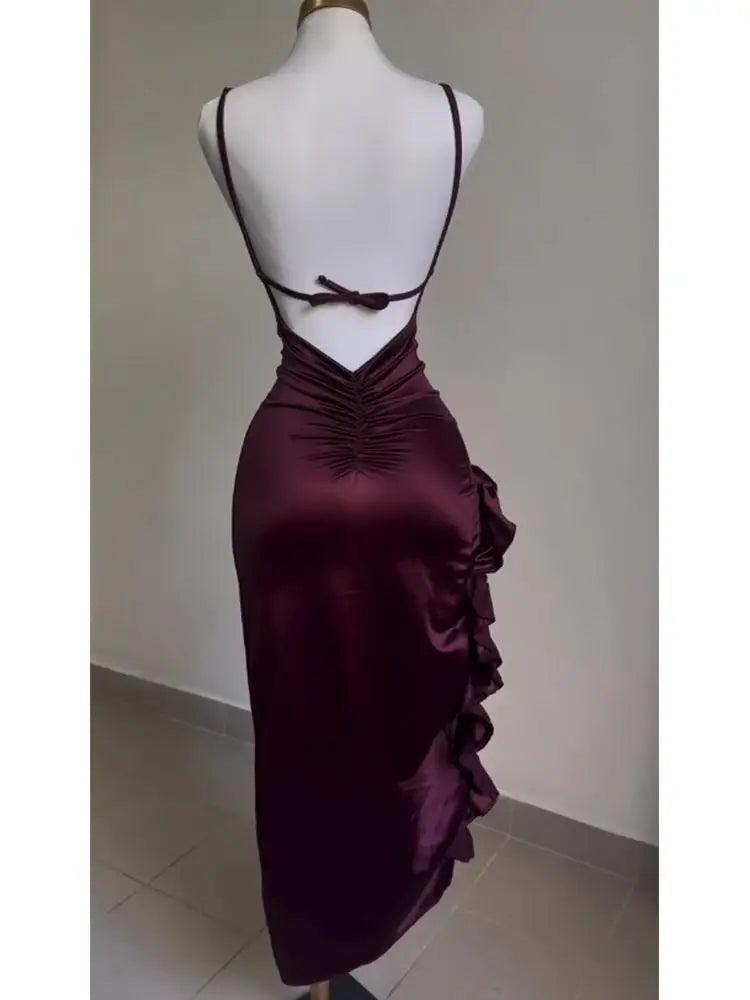 Sexy High Split Halter Dress