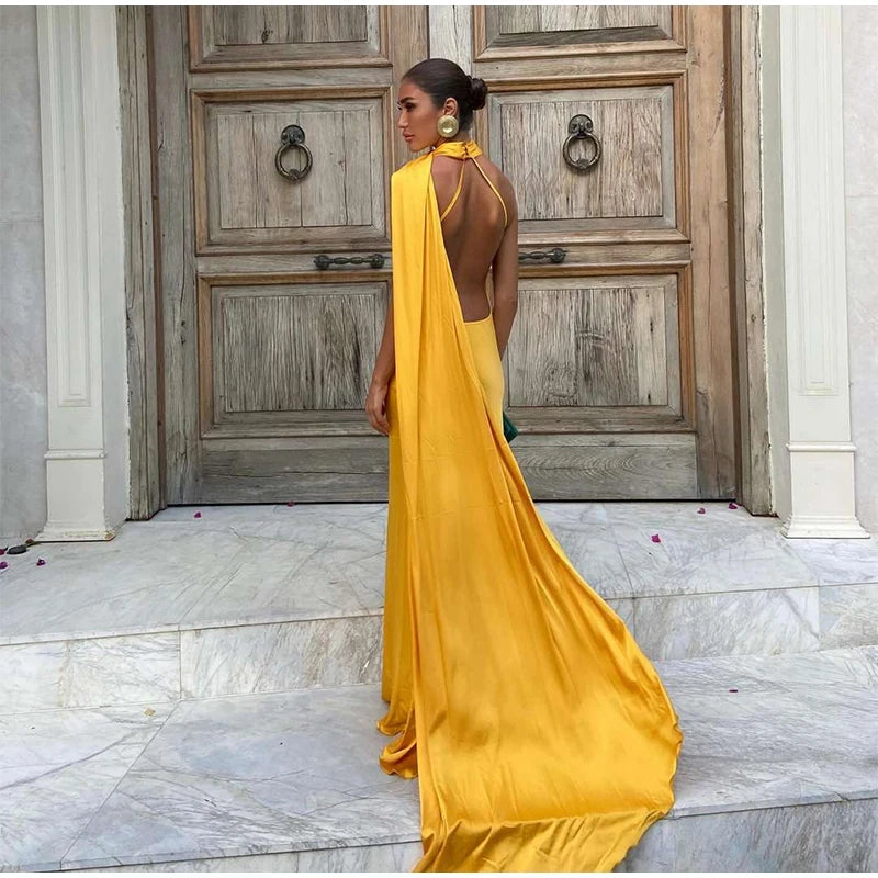 Elegant Halter Backless Off Shoulder Sleeveless Dresses