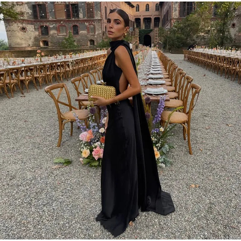 Elegant Halter Backless Off Shoulder Sleeveless Dresses