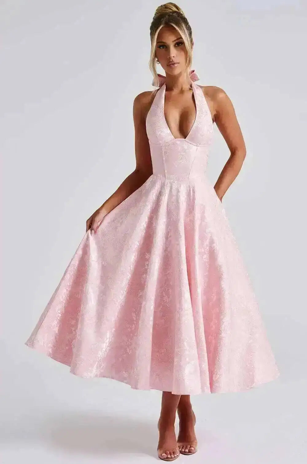 Sexy Bow Halter Long Dress