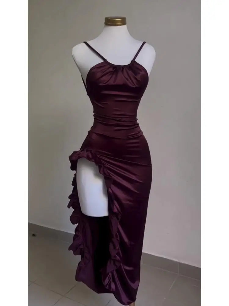 Sexy High Split Halter Dress