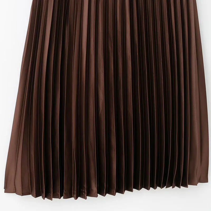 Brown Ruffle Skirt Mid Waist