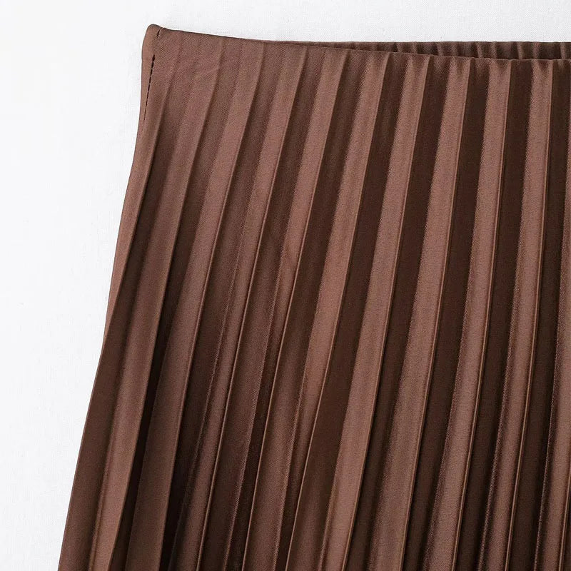 Brown Ruffle Skirt Mid Waist