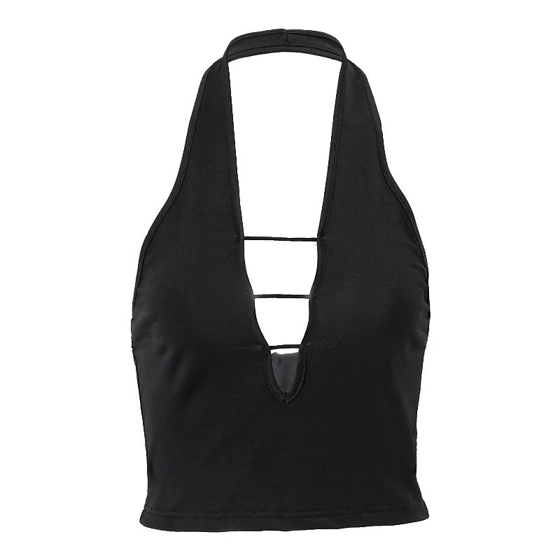Deep V-neck Halter Top Sleeveless