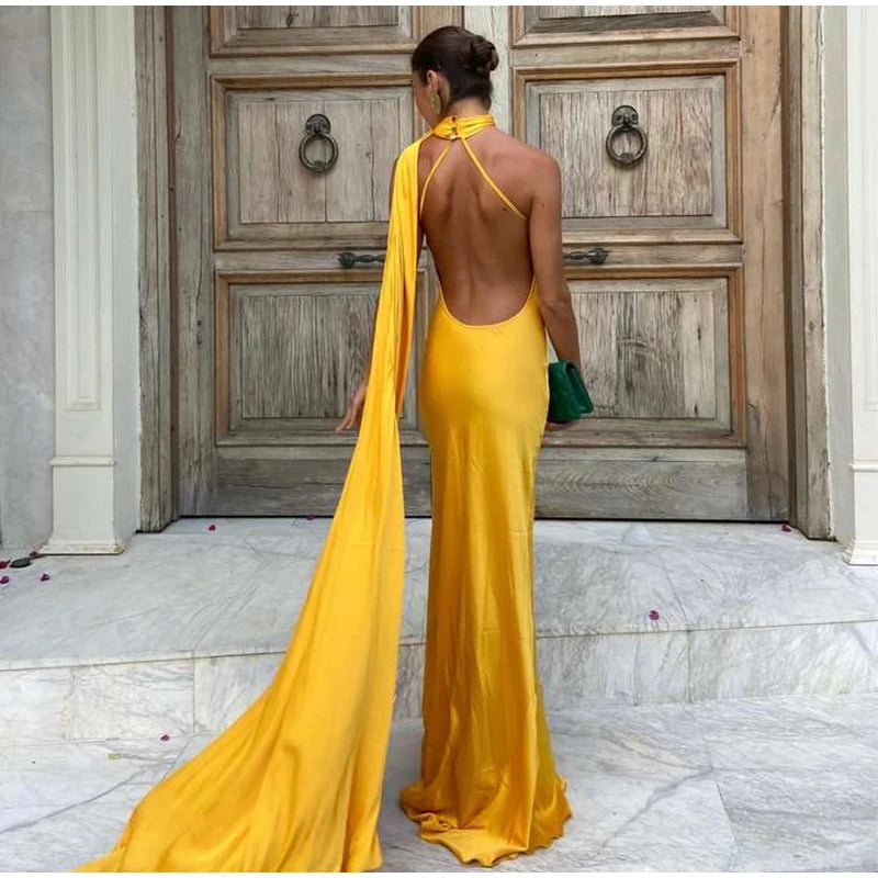 Elegant Halter Backless Off Shoulder Sleeveless Dresses