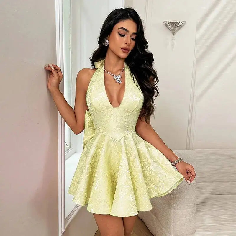Sexy Bow Halter Long Dress