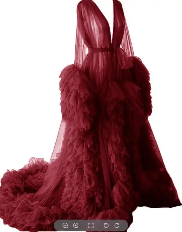 Sheer Long Tulle Robe Puffy Nightgown