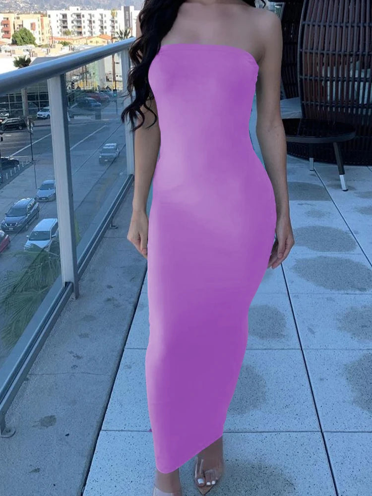 Sleeveless Chest Wrapped Long Dress
