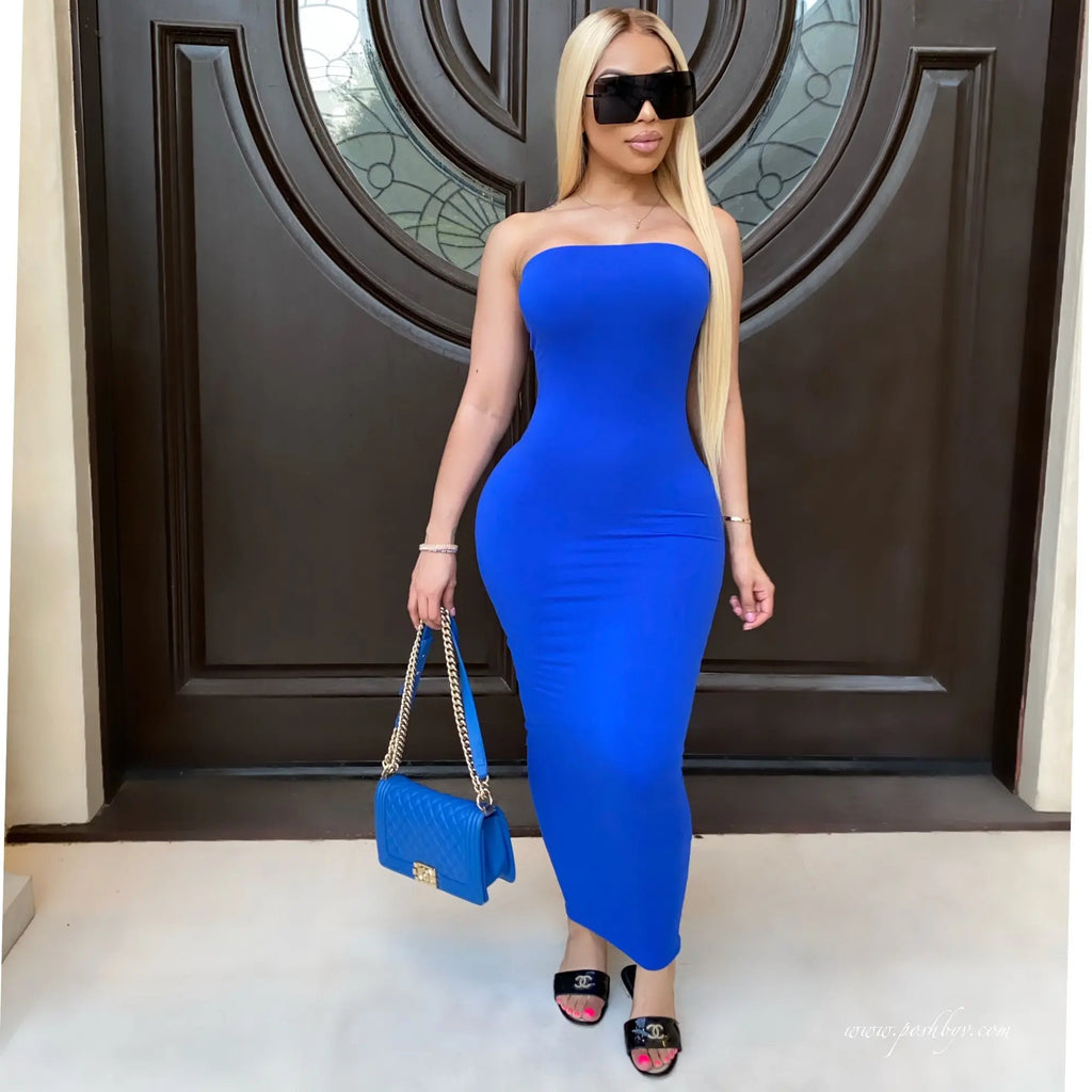 Sleeveless Chest Wrapped Long Dress