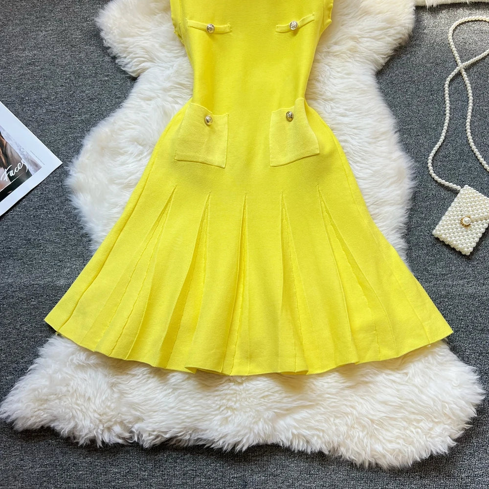 O-neck Slim Waist Dress
