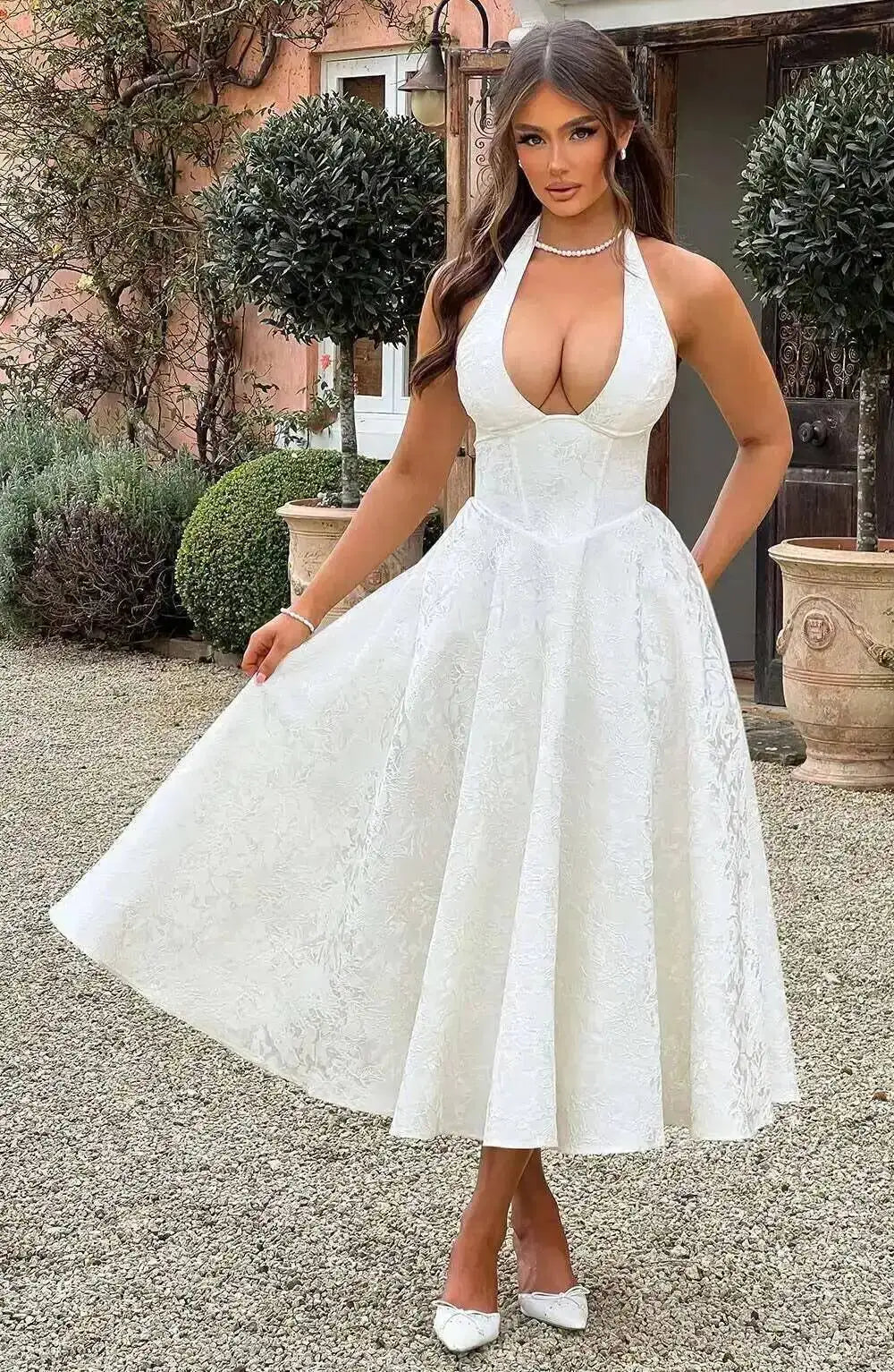 Sexy Bow Halter Long Dress