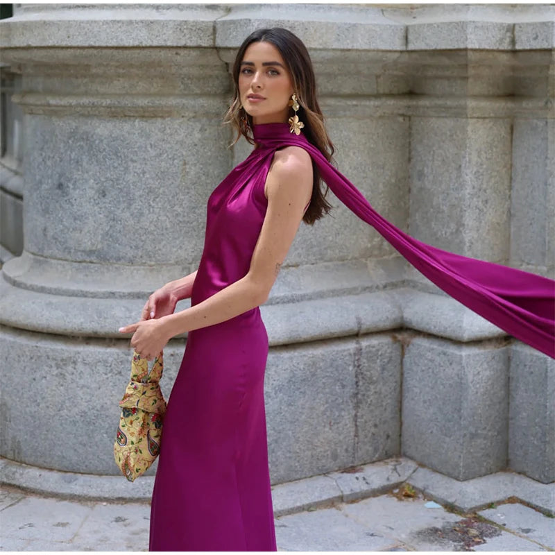 Elegant Halter Backless Off Shoulder Sleeveless Dresses