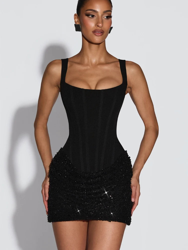 Square-neck High Waist Dress