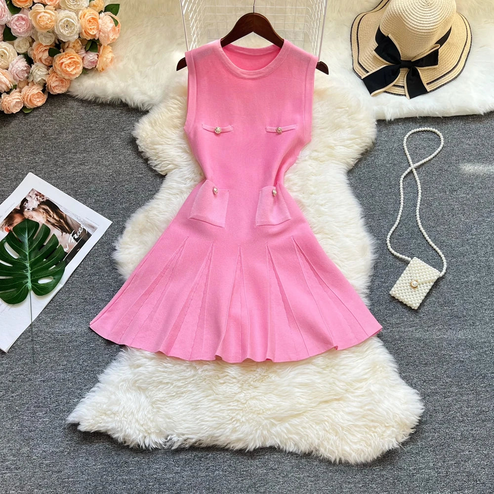 O-neck Slim Waist Dress