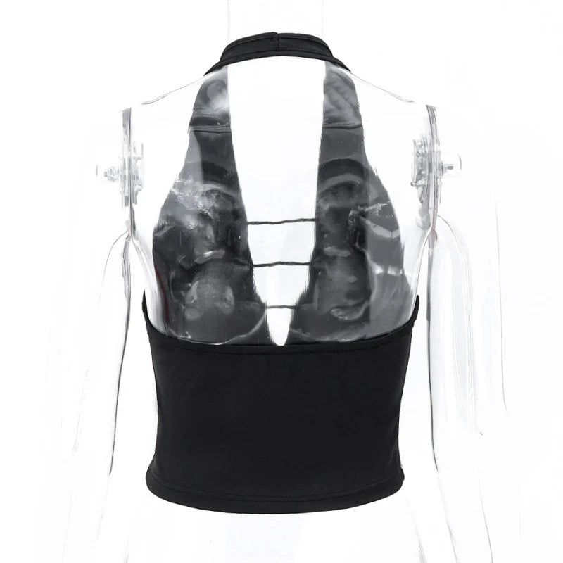 Deep V-neck Halter Top Sleeveless