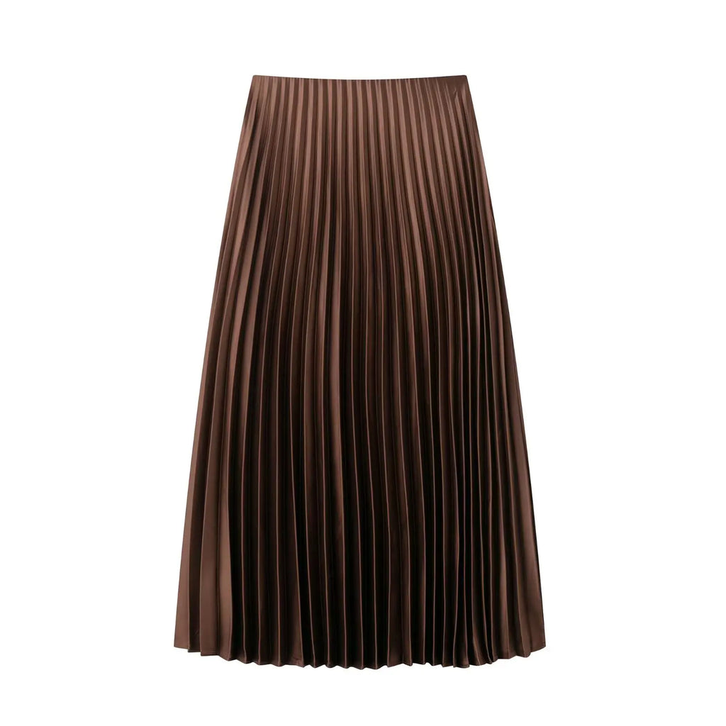 Brown Ruffle Skirt Mid Waist