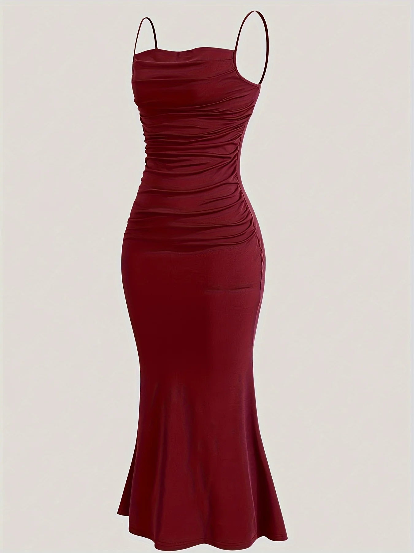 Solid Color Ruched Cami Dress