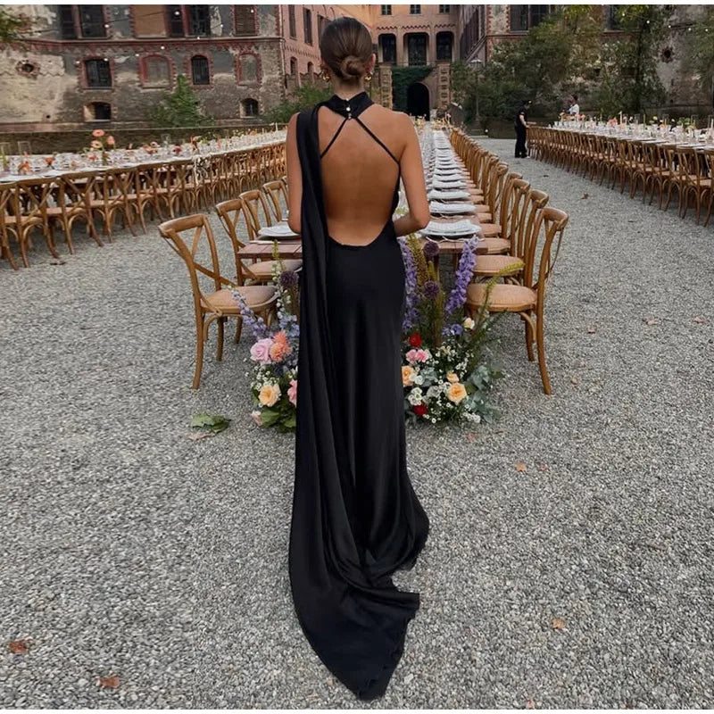 Elegant Halter Backless Off Shoulder Sleeveless Dresses