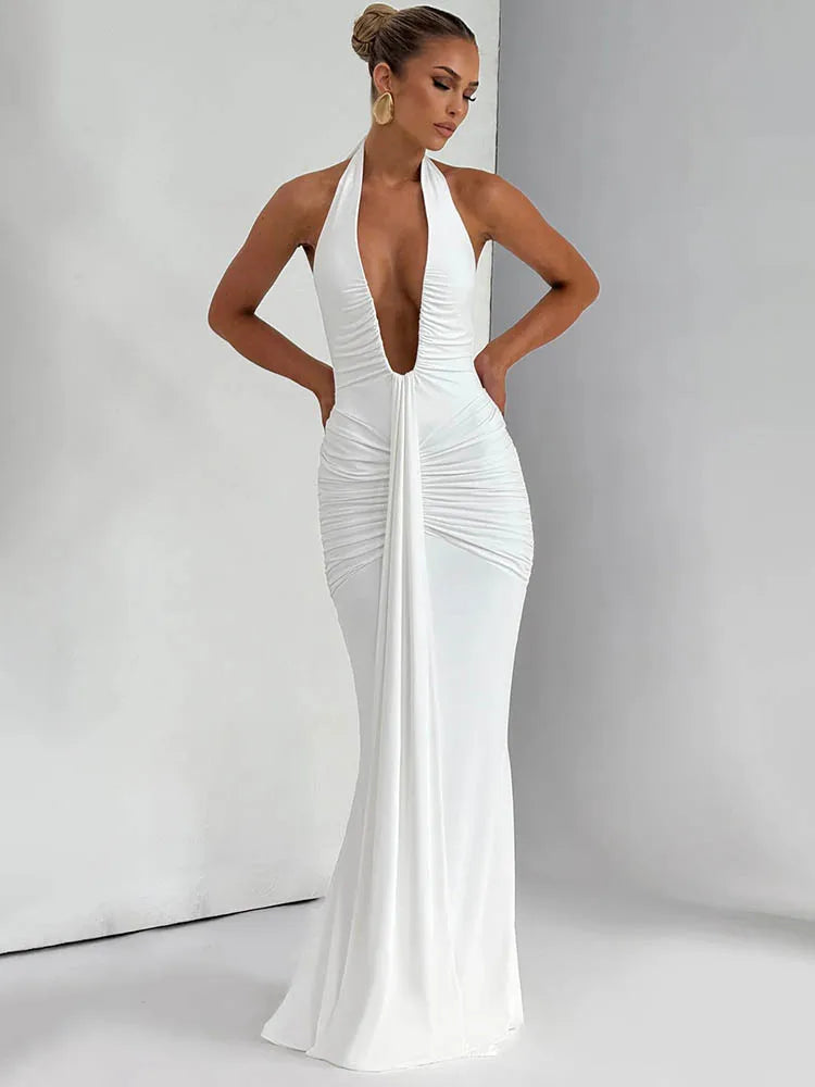 Deep V Neck Maxi Dress