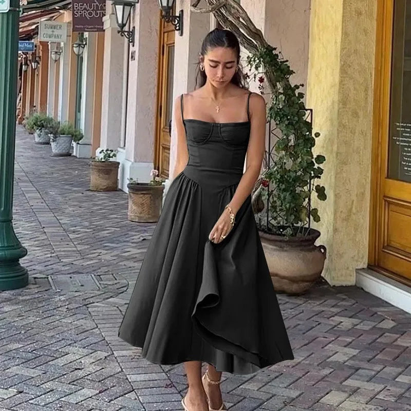 Sleeveless Backless Pleated Dresses