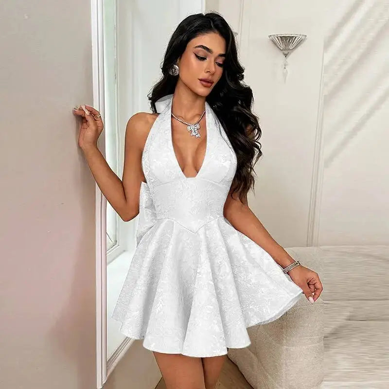 Sexy Bow Halter Long Dress