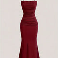 Solid Color Ruched Cami Dress