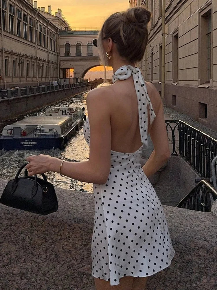 Off-Shoulder Polka Dot Mini Dress