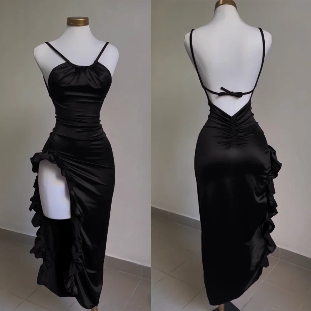 Sexy High Split Halter Dress