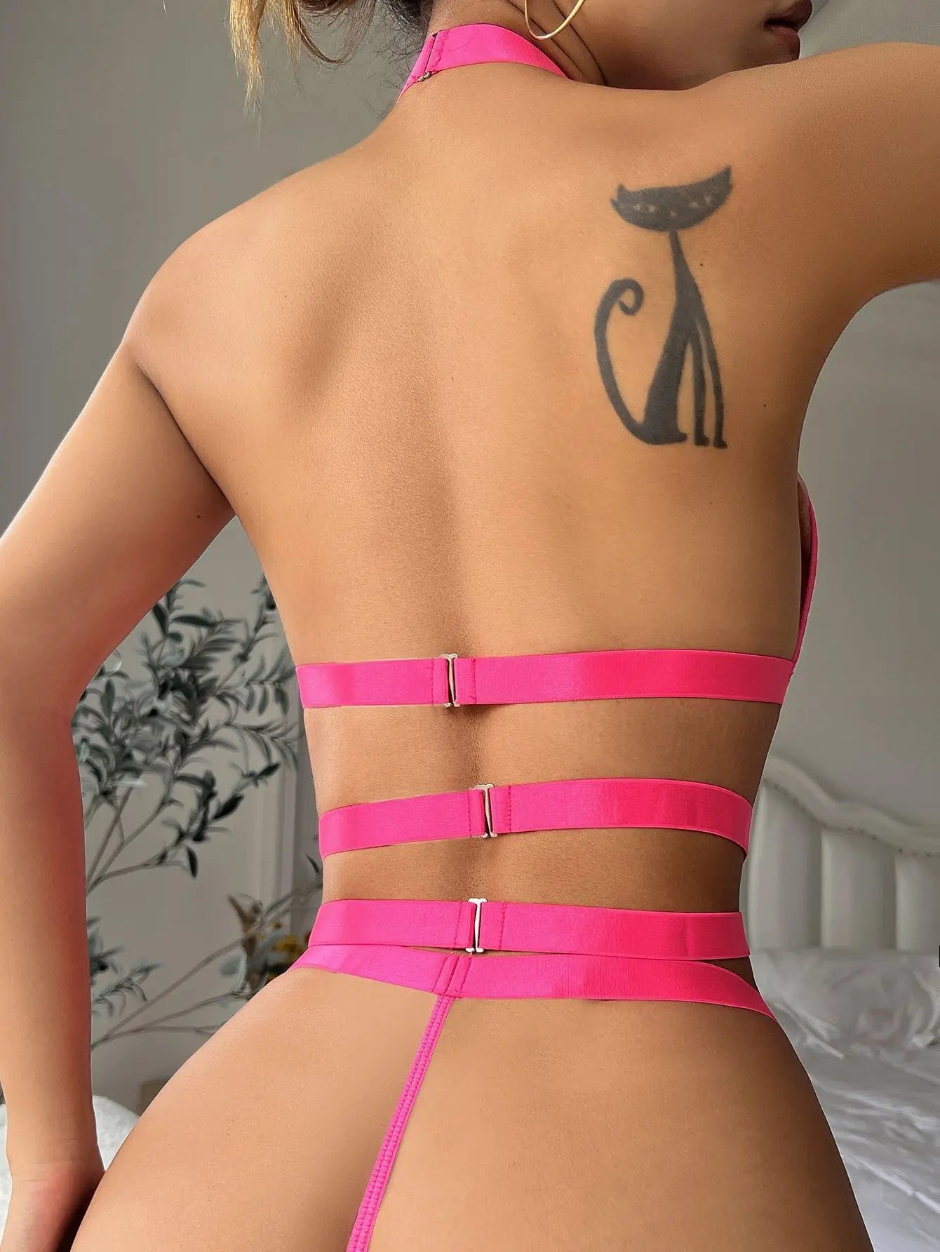 Sexy Lingerie Metal Love Chain with Garter Belt Set