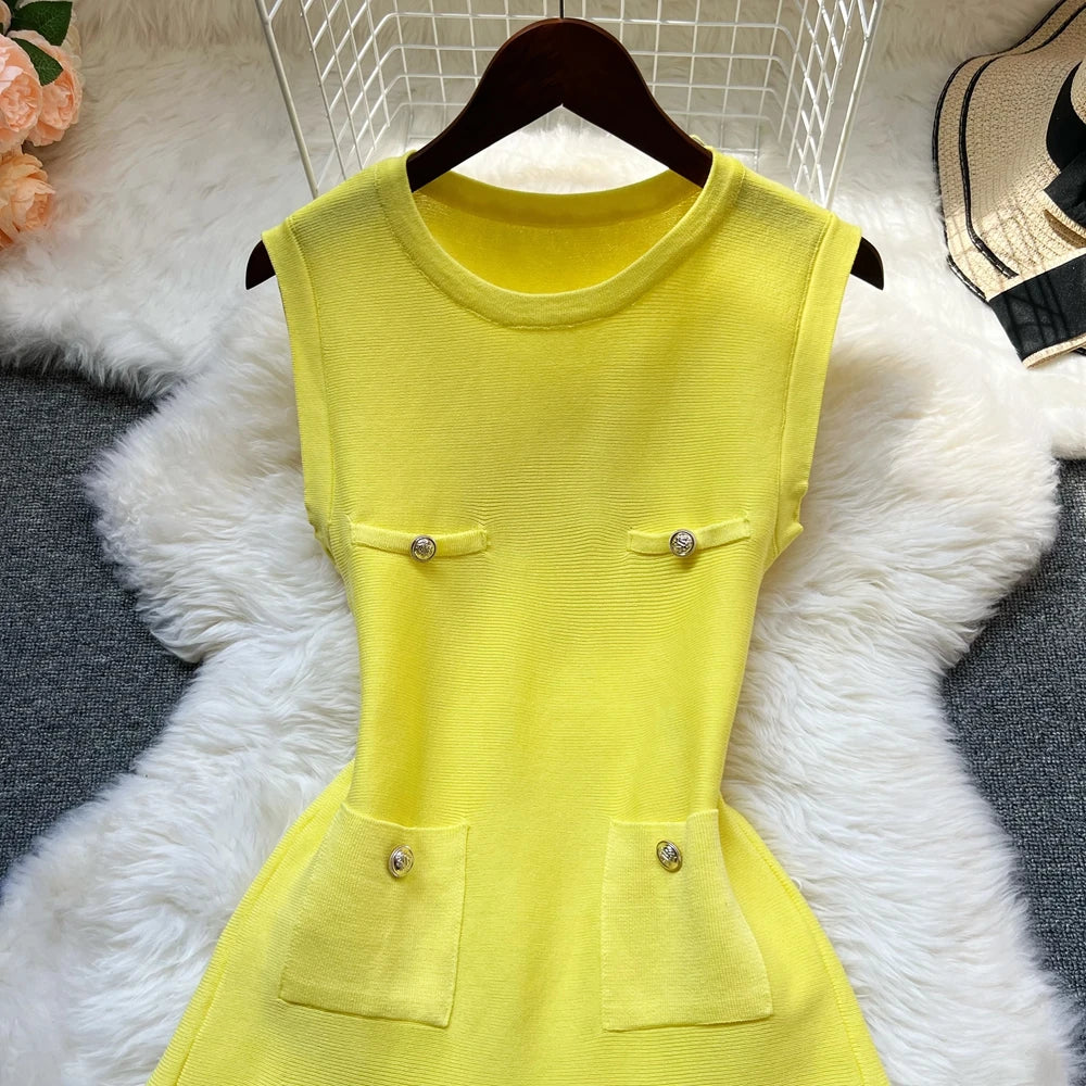 O-neck Slim Waist Dress