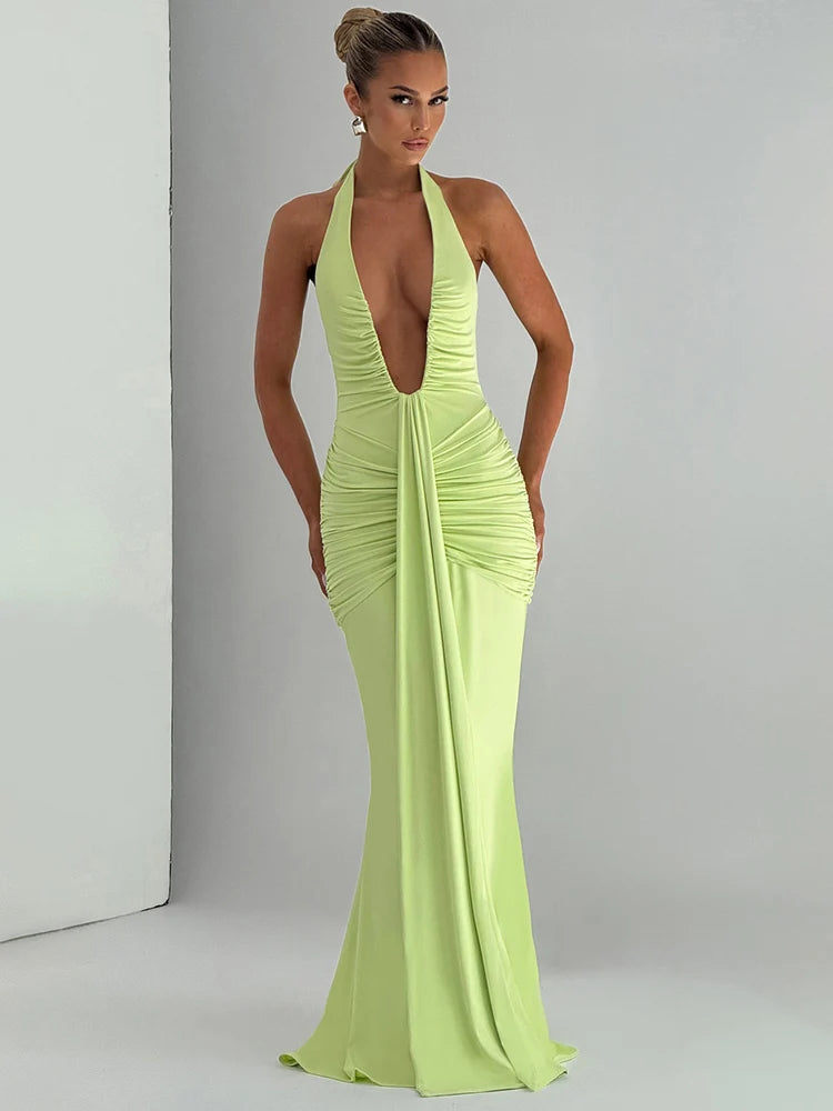 Deep V Neck Maxi Dress