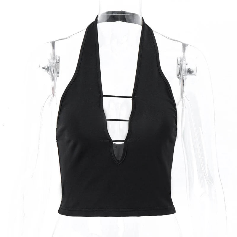 Deep V-neck Halter Top Sleeveless