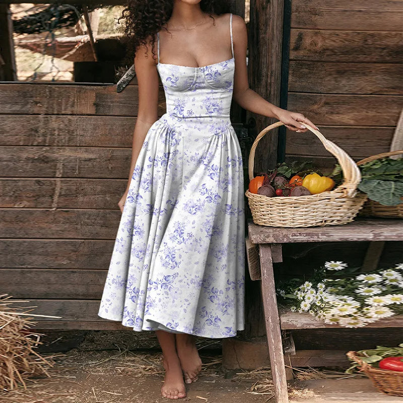 Sleeveless Backless Pleated Dresses